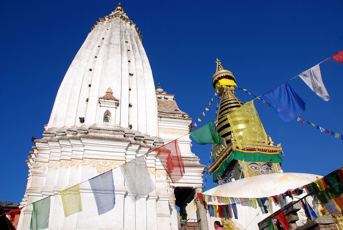 Kathmandu Swayambhunath 24 Anantapura Shikhara With Workers Whitewashing The Swayambhunath Stupa 